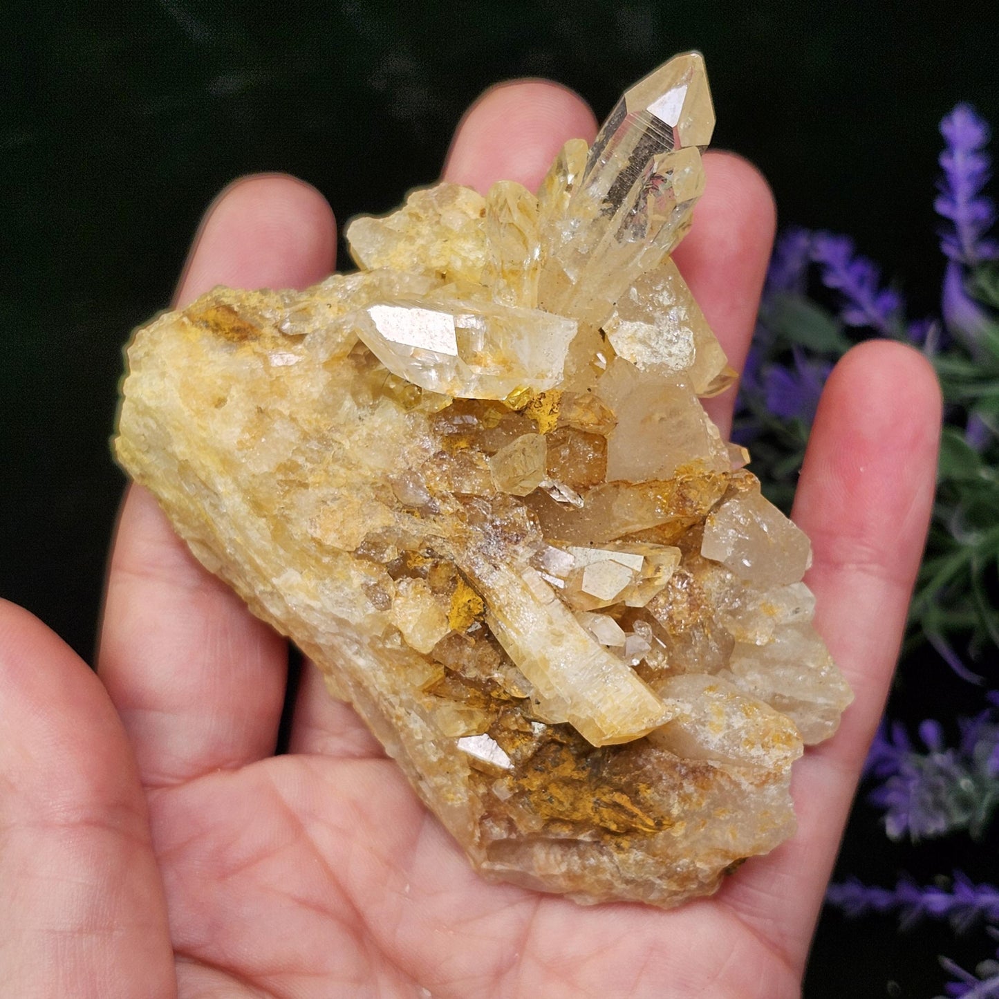 Golden Lemurian Quartz Cluster 122g