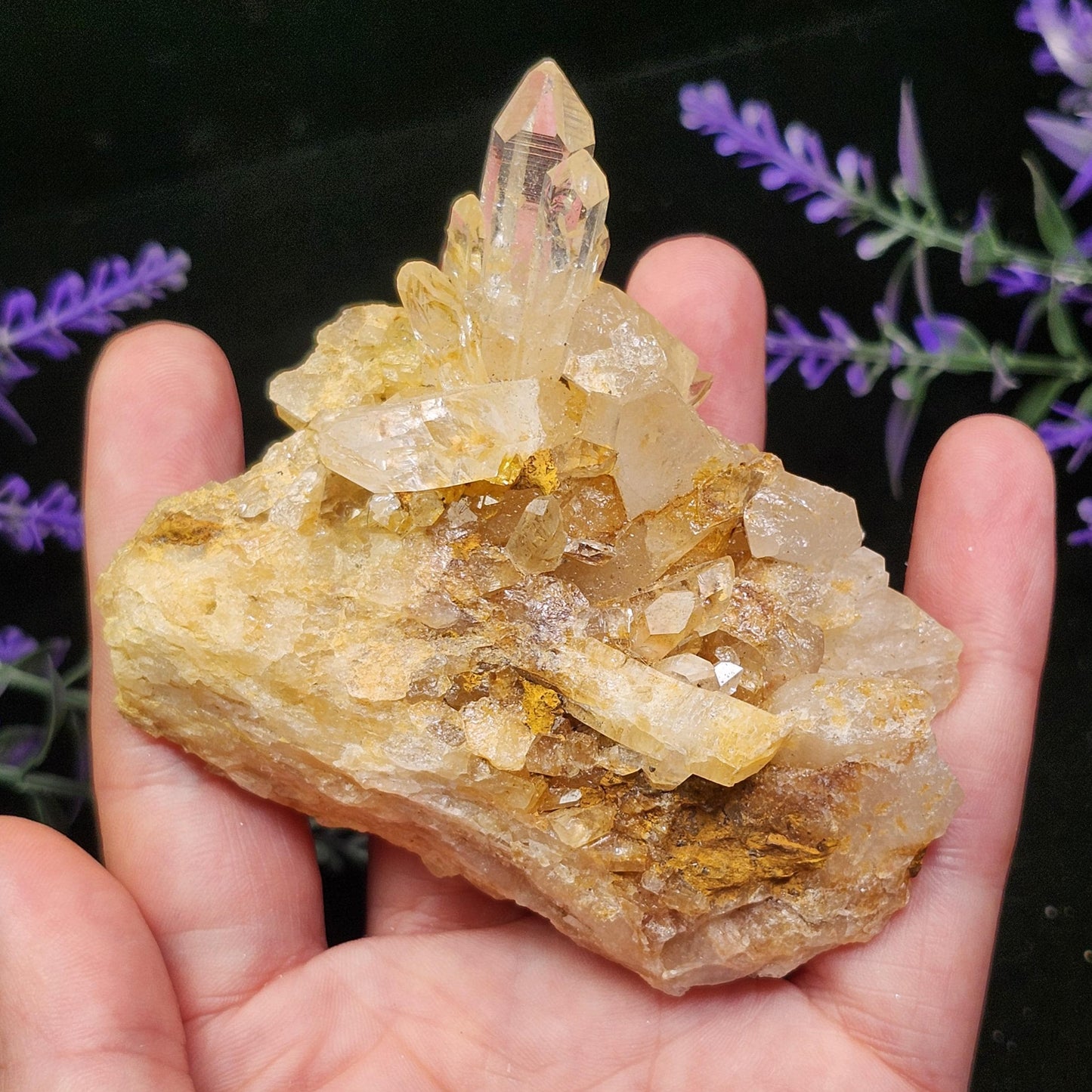 Golden Lemurian Quartz Cluster 122g