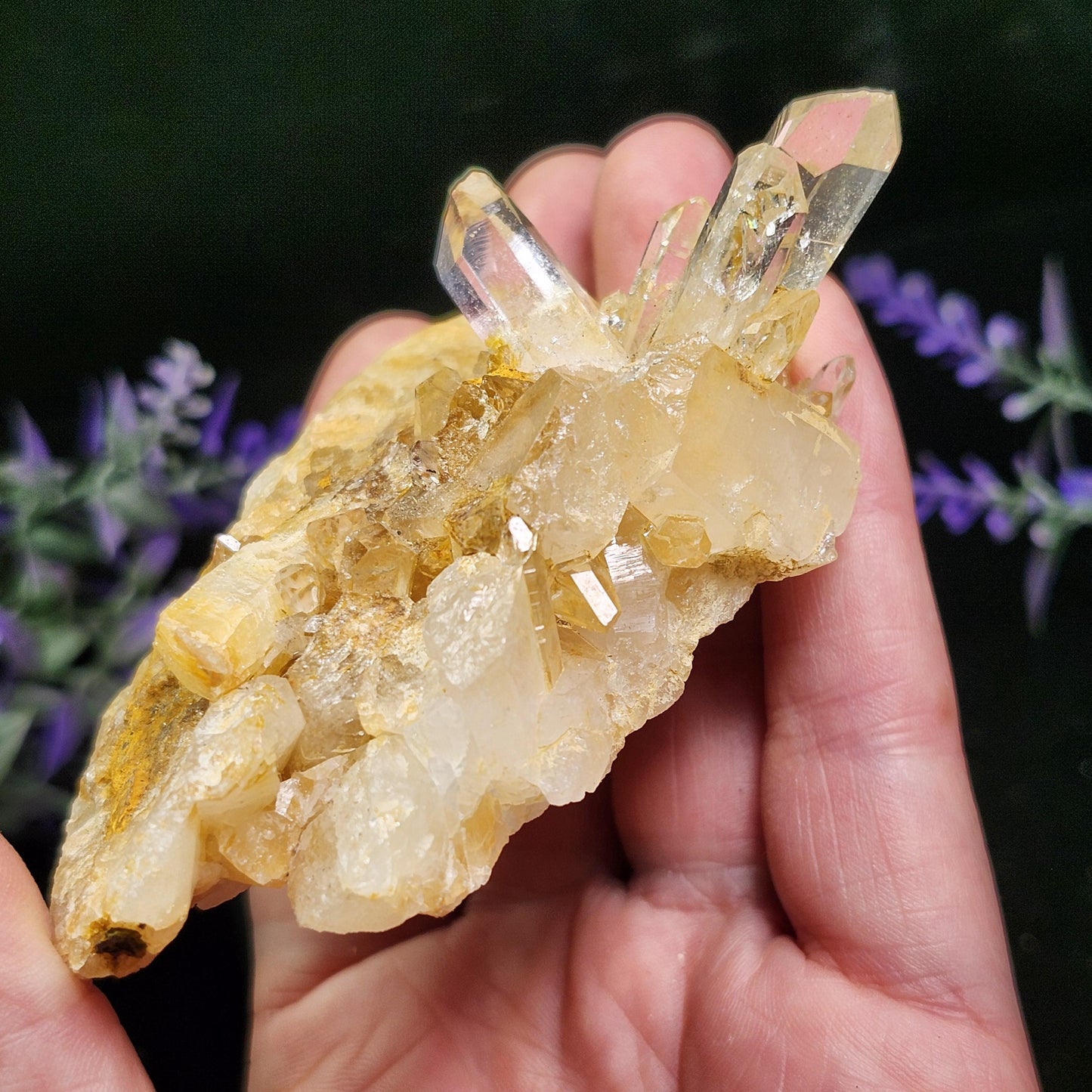 Golden Lemurian Quartz Cluster 122g
