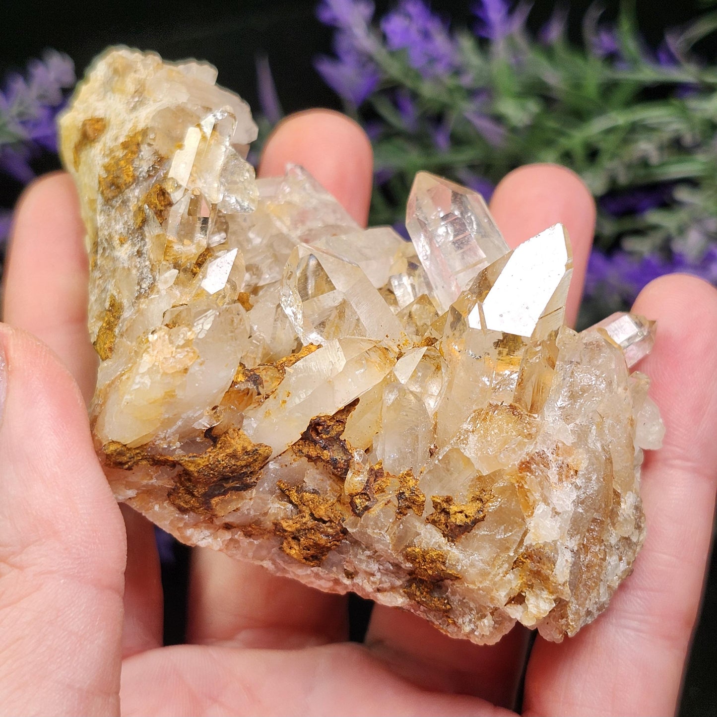 Golden Lemurian Quartz Cluster 161g