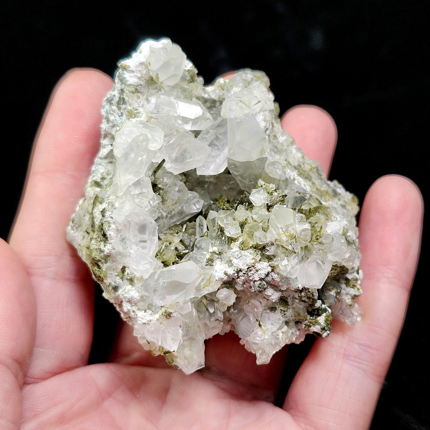 Dream Quartz Cluster, Epidote in Quartz Crystal