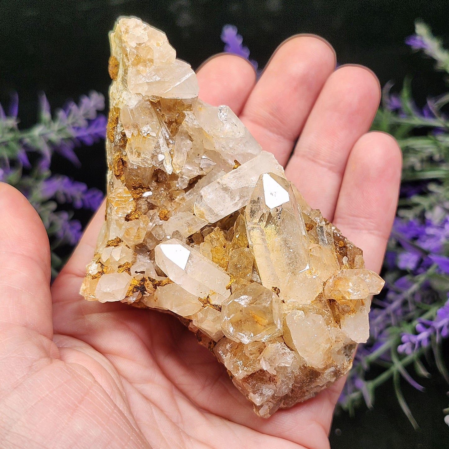 Golden Lemurian Quartz Cluster 161g
