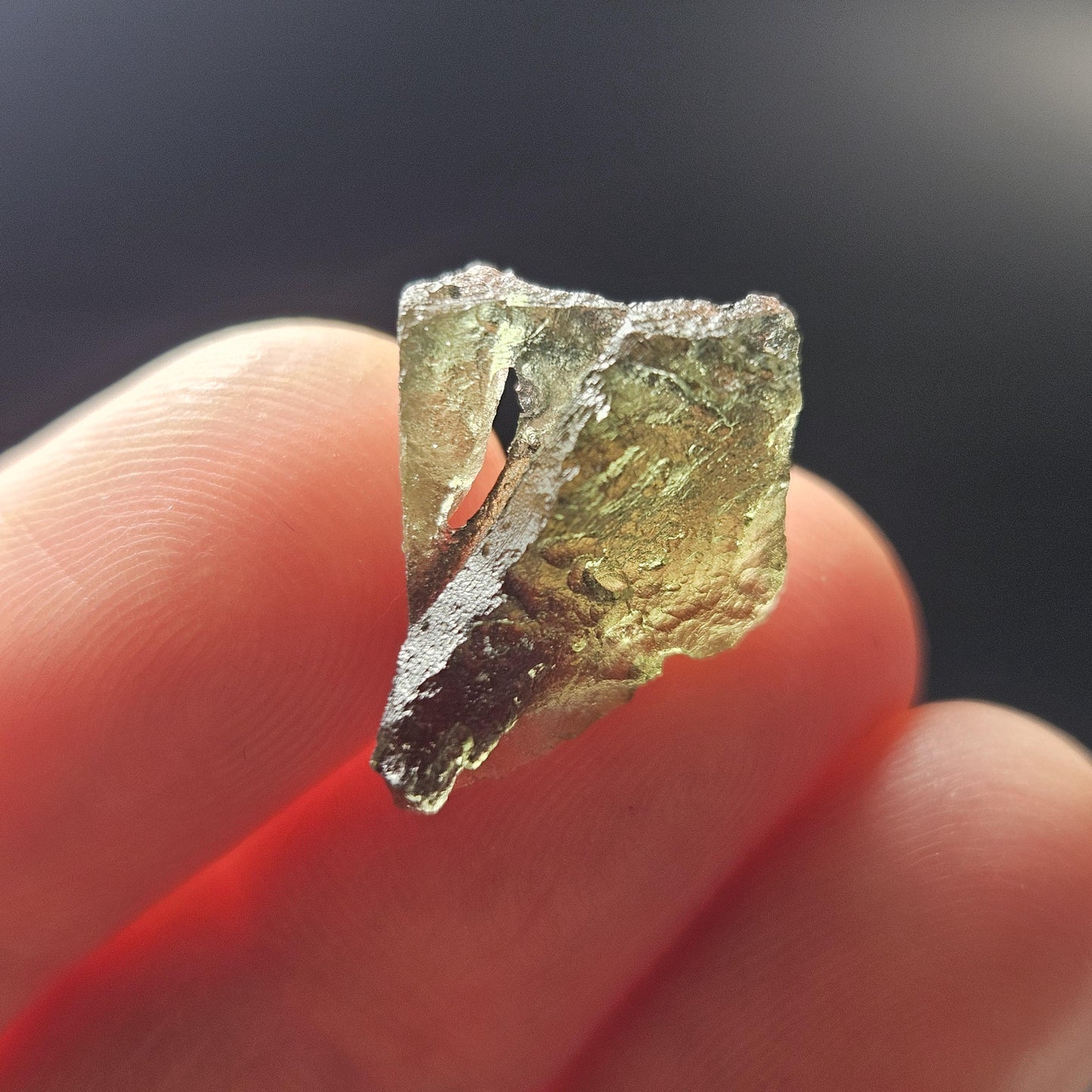 Moldavite with Natural HOLE (1.3 gram) Moldavite