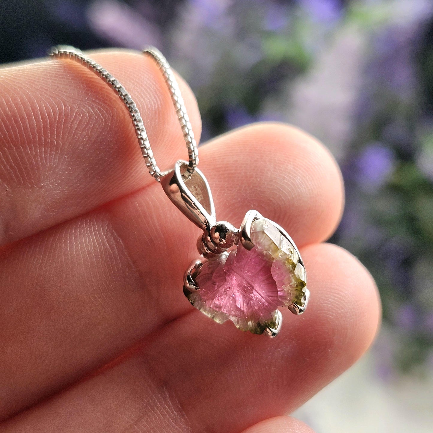 Watermelon Tourmaline Butterfly Pendant