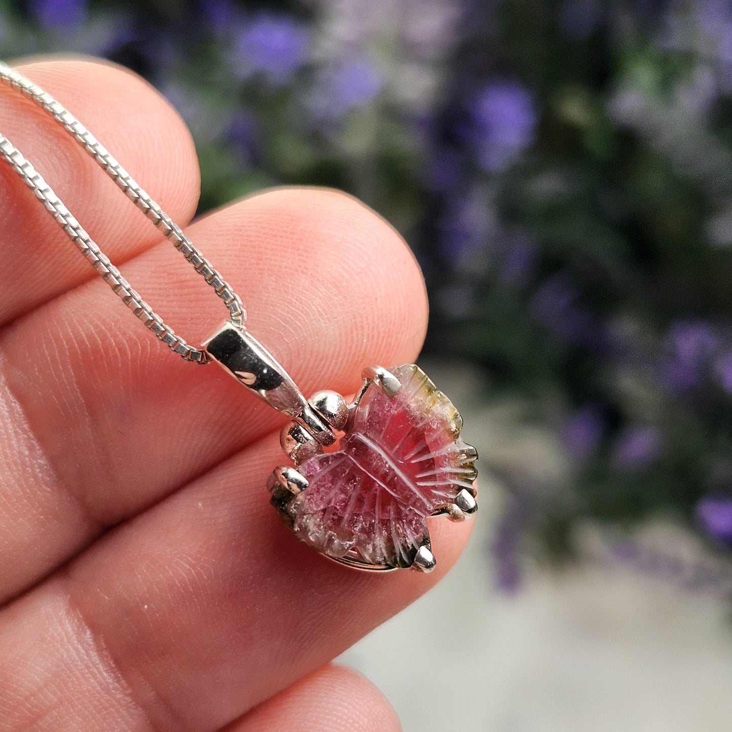 Watermelon Tourmaline Butterfly Pendant