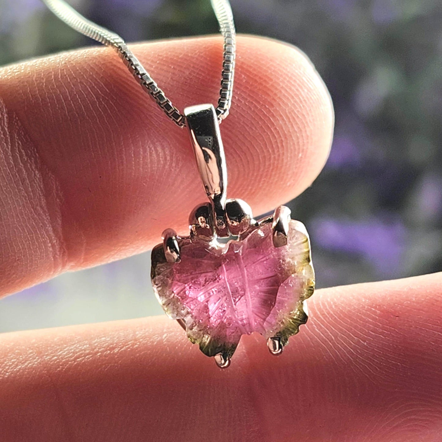 Watermelon Tourmaline Butterfly Pendant