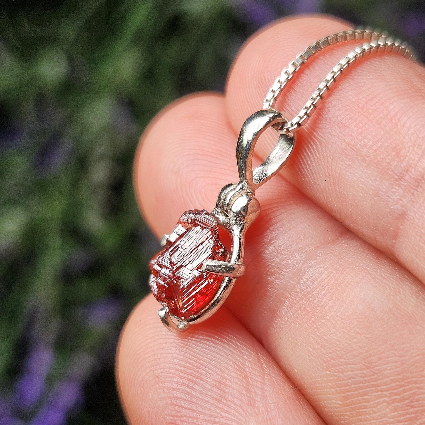 Etched Garnet Pendant