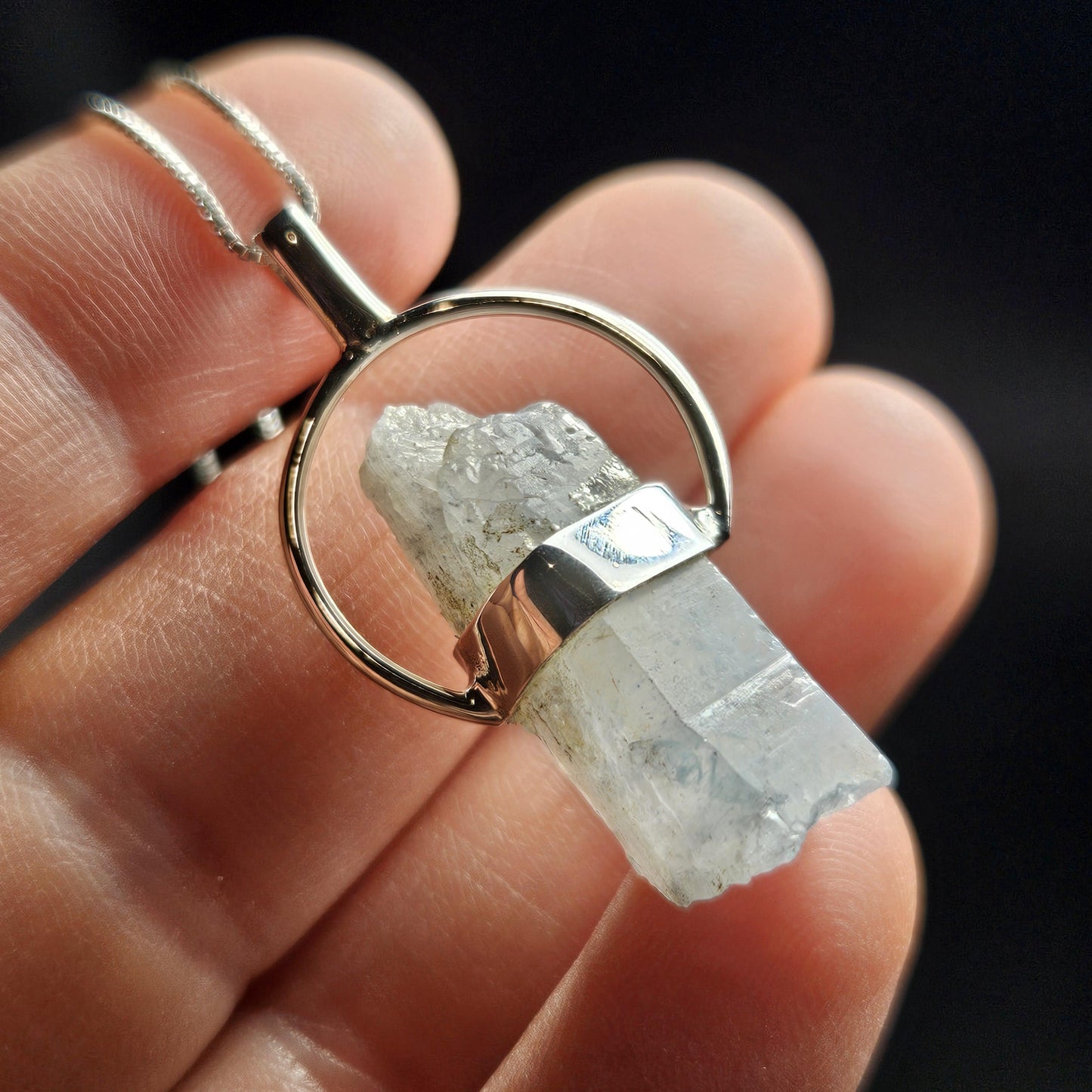 Papagoite Quartz Pendant: RARE South African Papagoite Crystal, Sterling Silver Jewelry