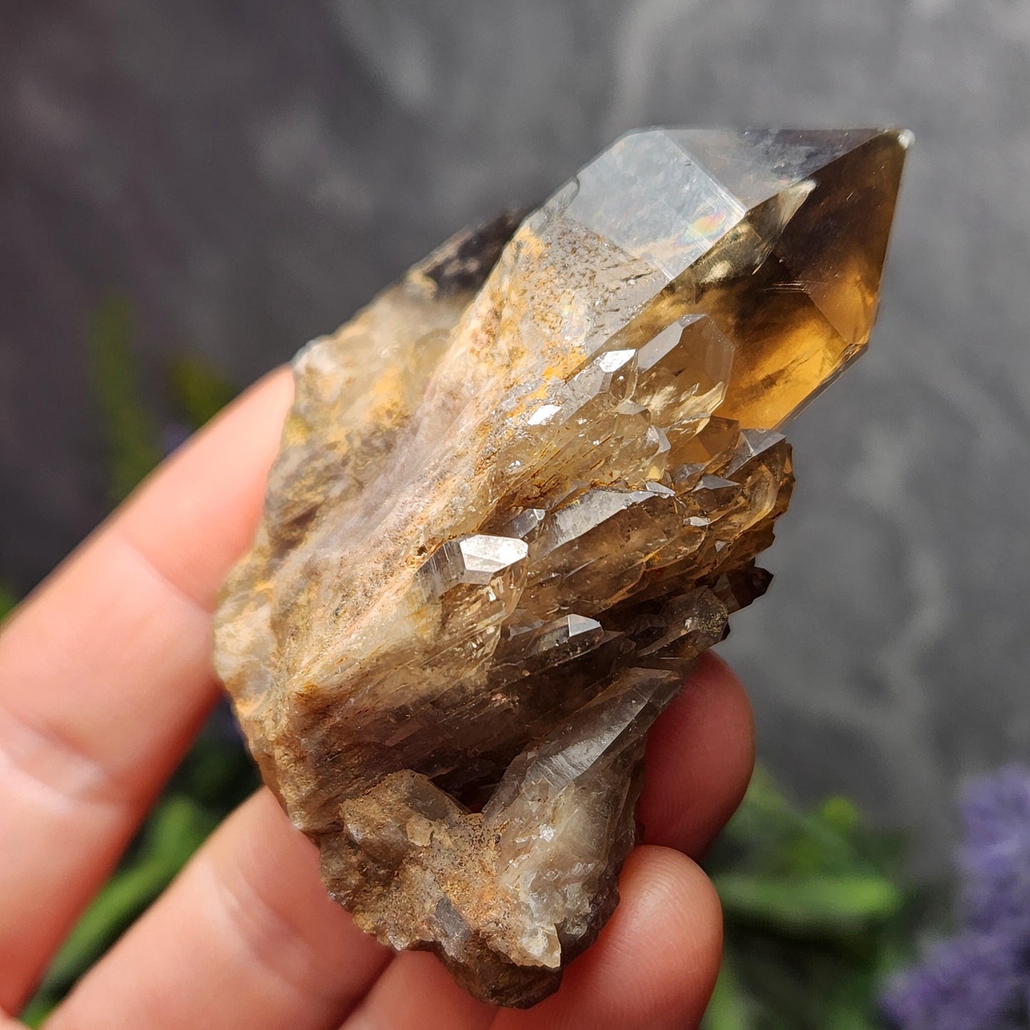 Kundalini Smoky Citrine Cluster (85g): Natural Congo Quartz Crystal, Kundalini Specimen