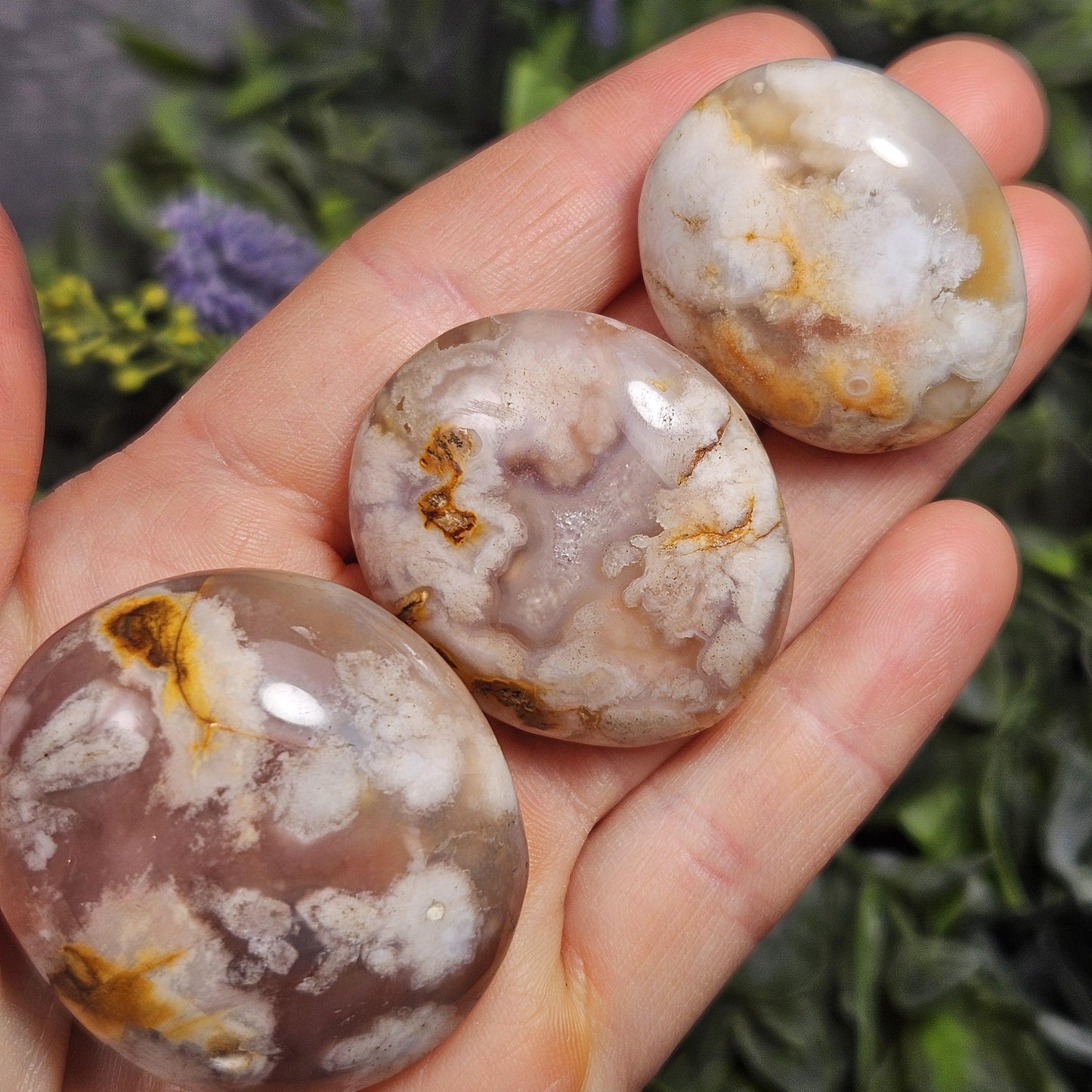 Flower Agate Palm Stone