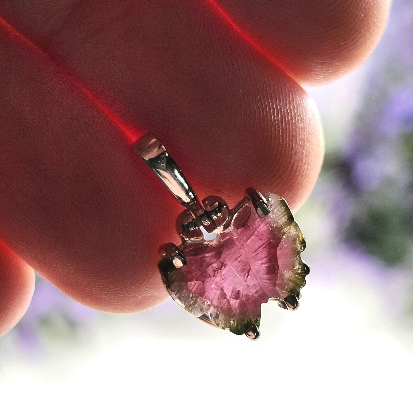 Watermelon Tourmaline Butterfly Pendant