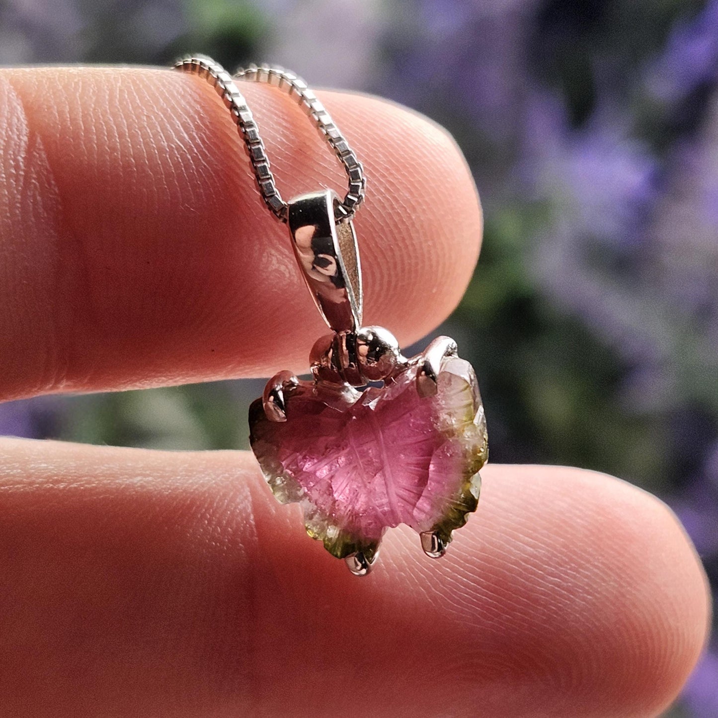 Watermelon Tourmaline Butterfly Pendant