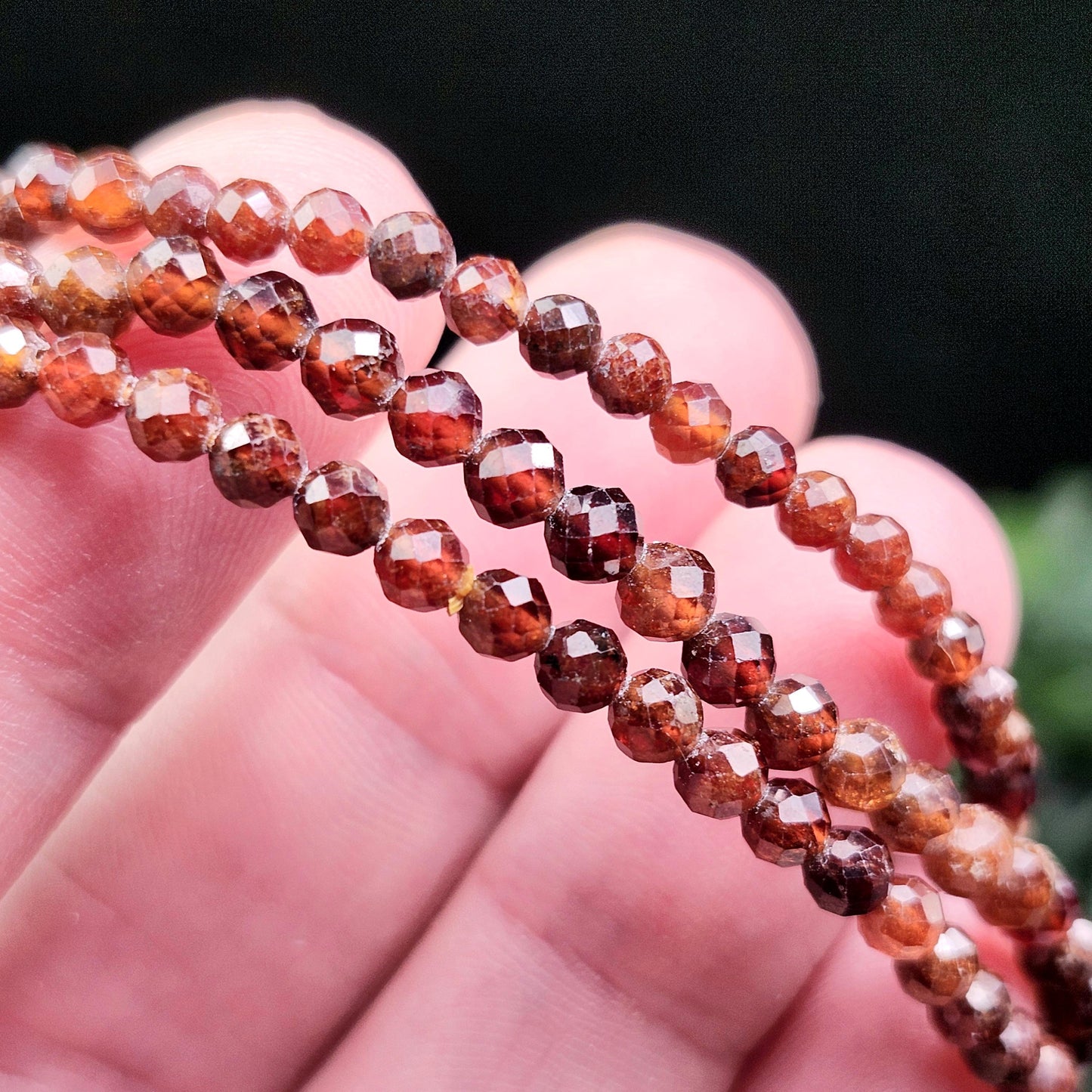 Spessartine Garnet Bracelet: Faceted Orange Garnet Beads