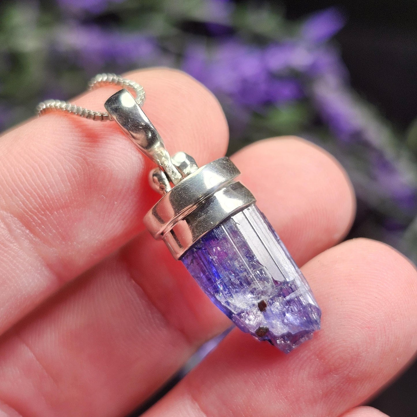 Raw Tanzanite Sterling Silver Pendant: Indigo Crystal Gemstone