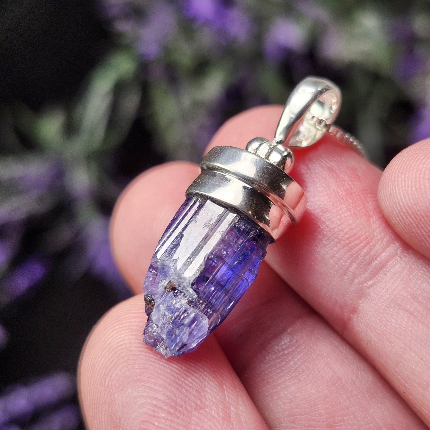Raw Tanzanite Sterling Silver Pendant: Indigo Crystal Gemstone