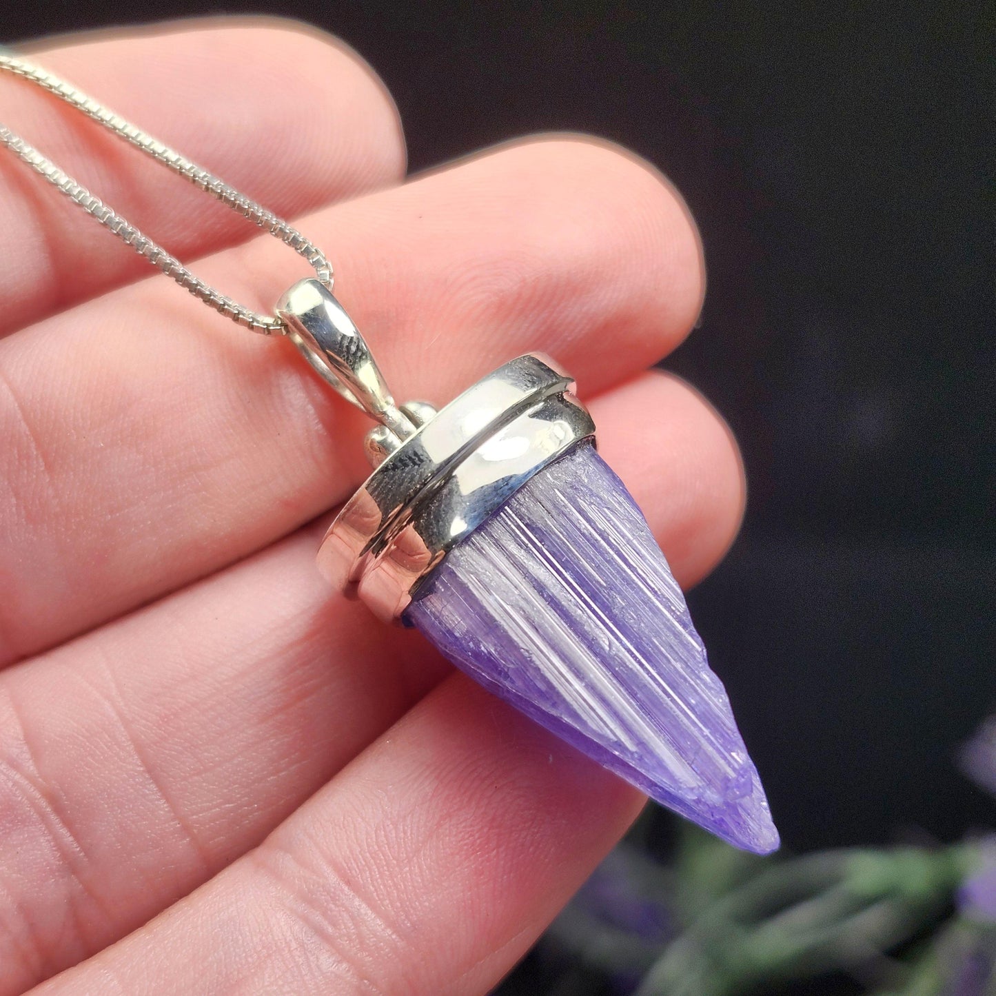 Raw Tanzanite Sterling Silver Pendant: Indigo Crystal Gemstone