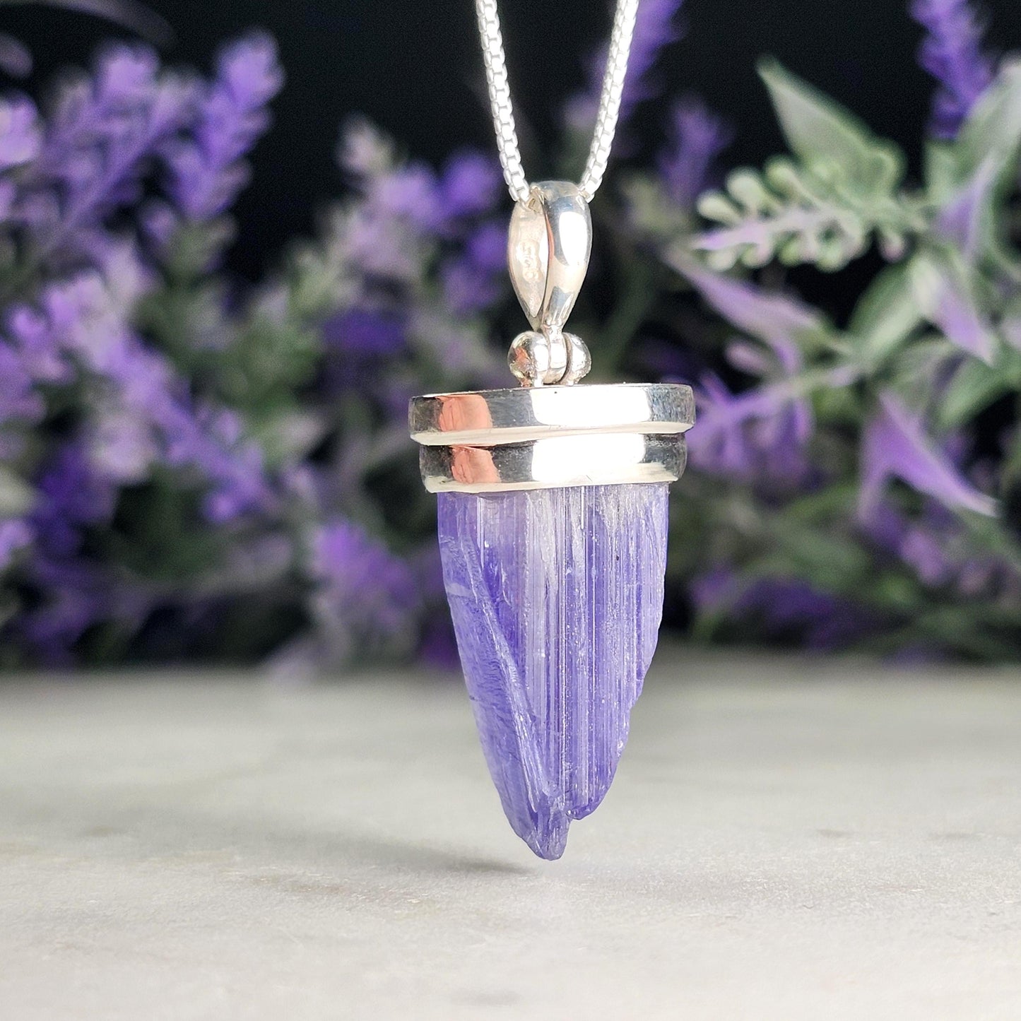 Raw Tanzanite Sterling Silver Pendant: Indigo Crystal Gemstone