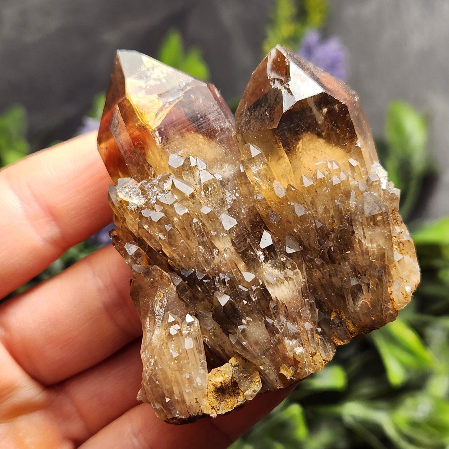 Kundalini Smoky Citrine Cluster (85g): Natural Congo Quartz Crystal, Kundalini Specimen