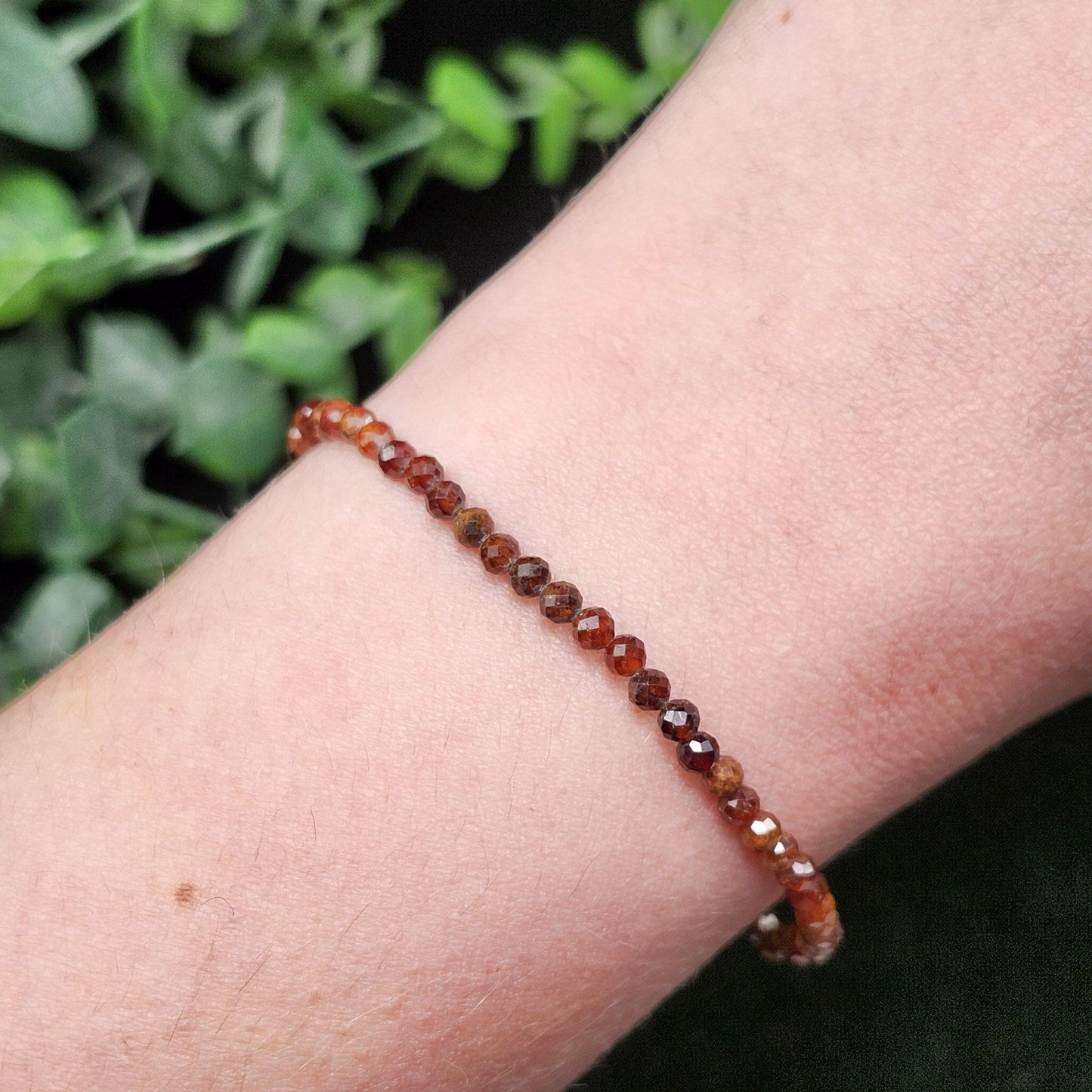 Spessartine Garnet Bracelet: Faceted Orange Garnet Beads