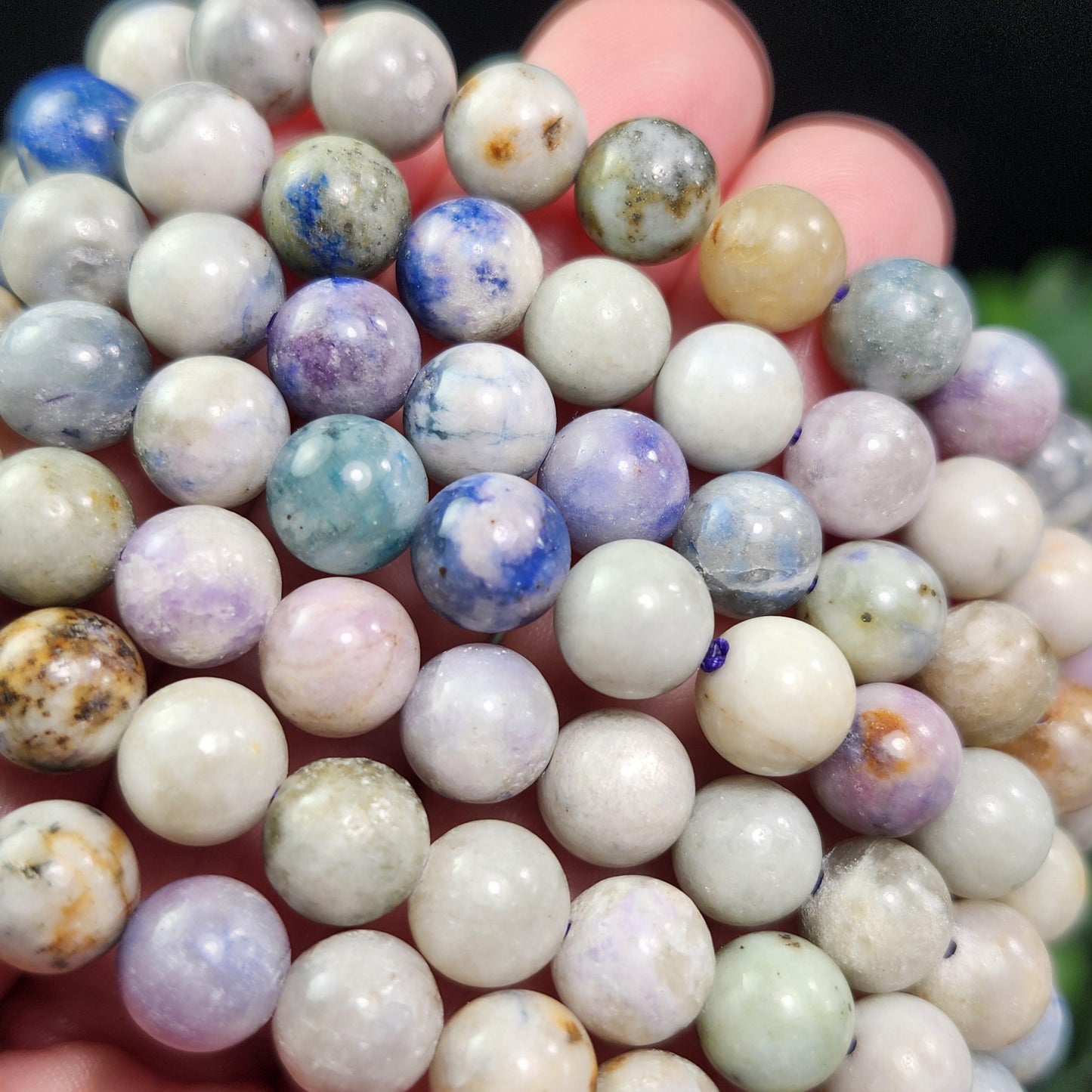 Hackmanite Crystal Bracelet: UV Reactive Polished Hackmanite Beads