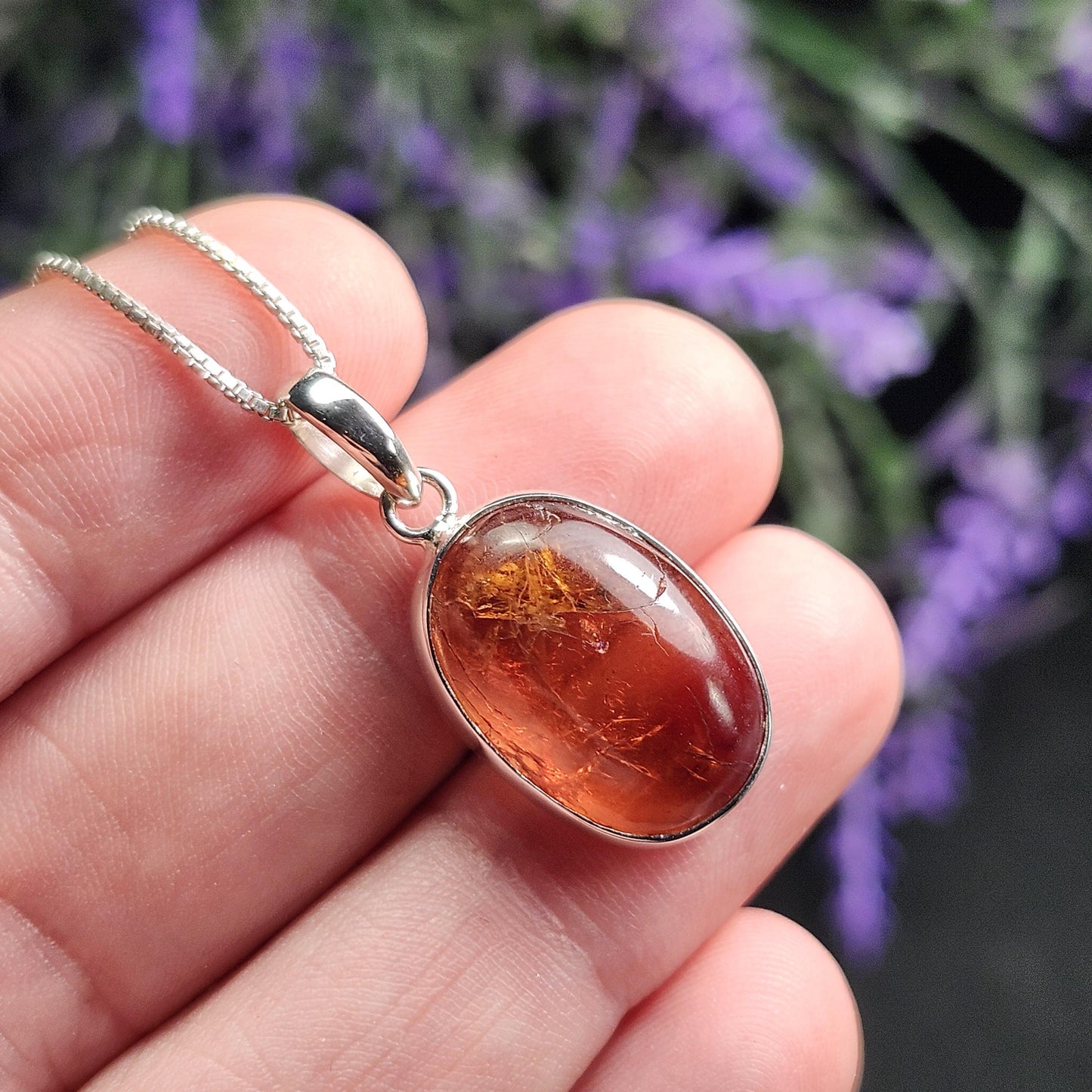 Spessartine Garnet Sterling Silver Pendant