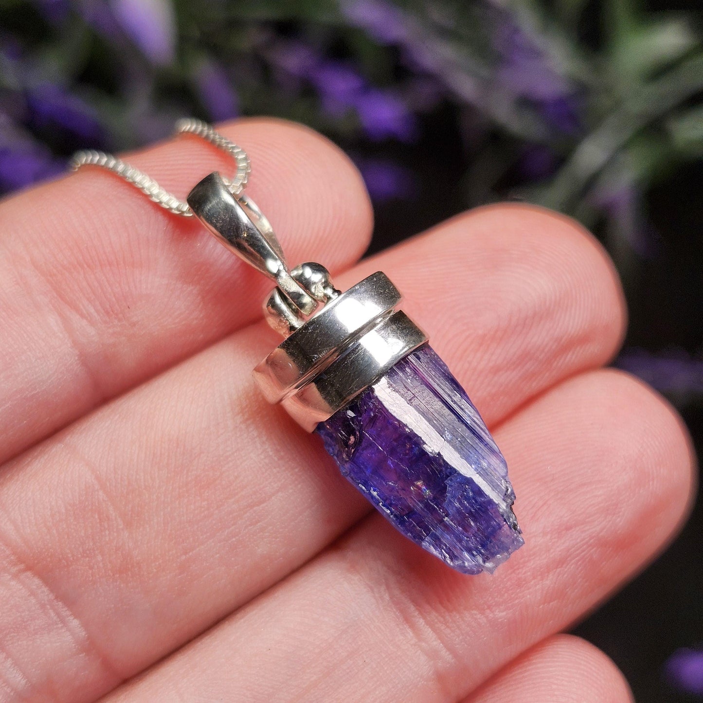 Raw Tanzanite Sterling Silver Pendant: Indigo Crystal Gemstone