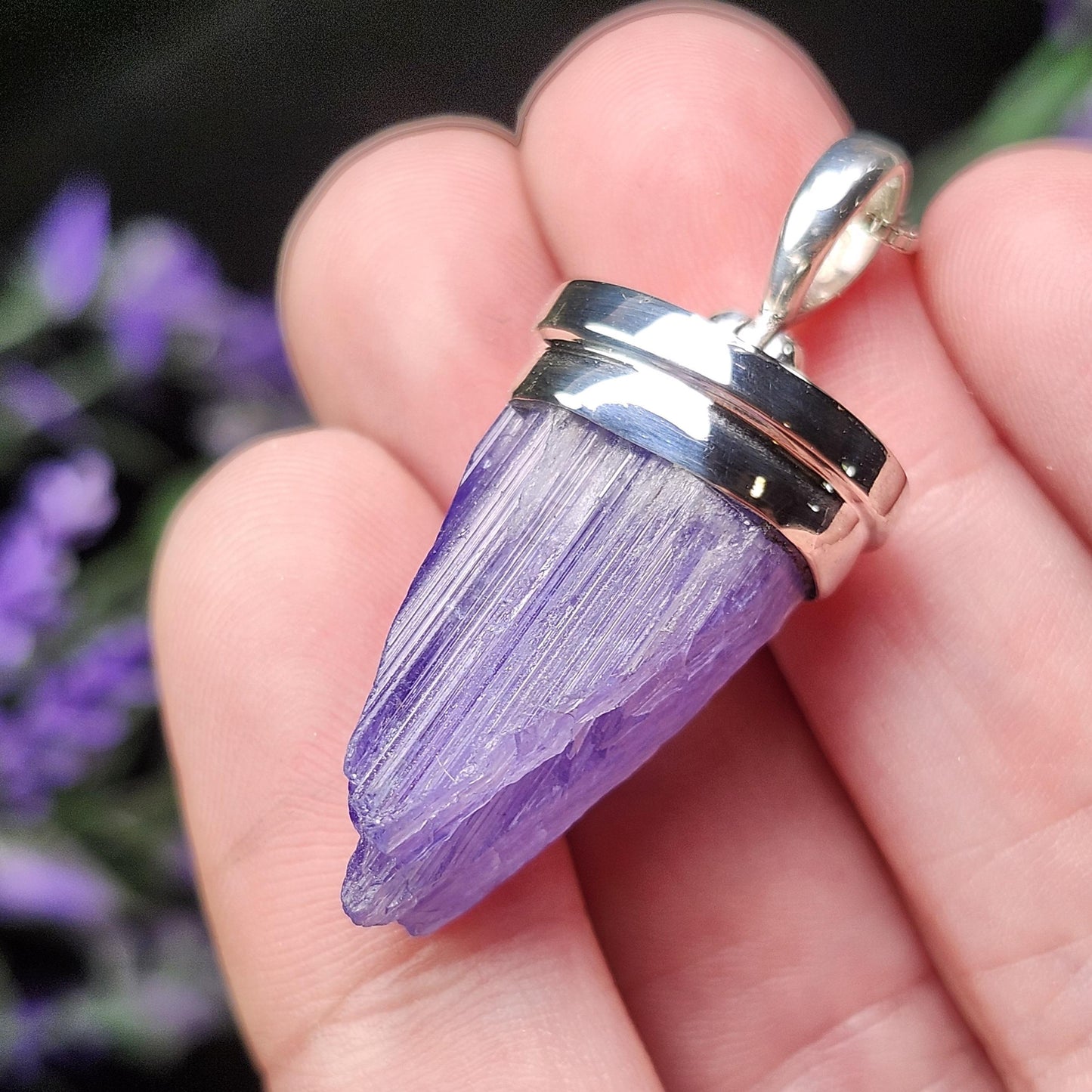 Raw Tanzanite Sterling Silver Pendant: Indigo Crystal Gemstone