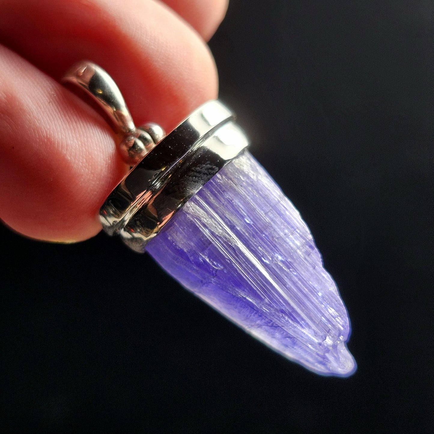Raw Tanzanite Sterling Silver Pendant: Indigo Crystal Gemstone