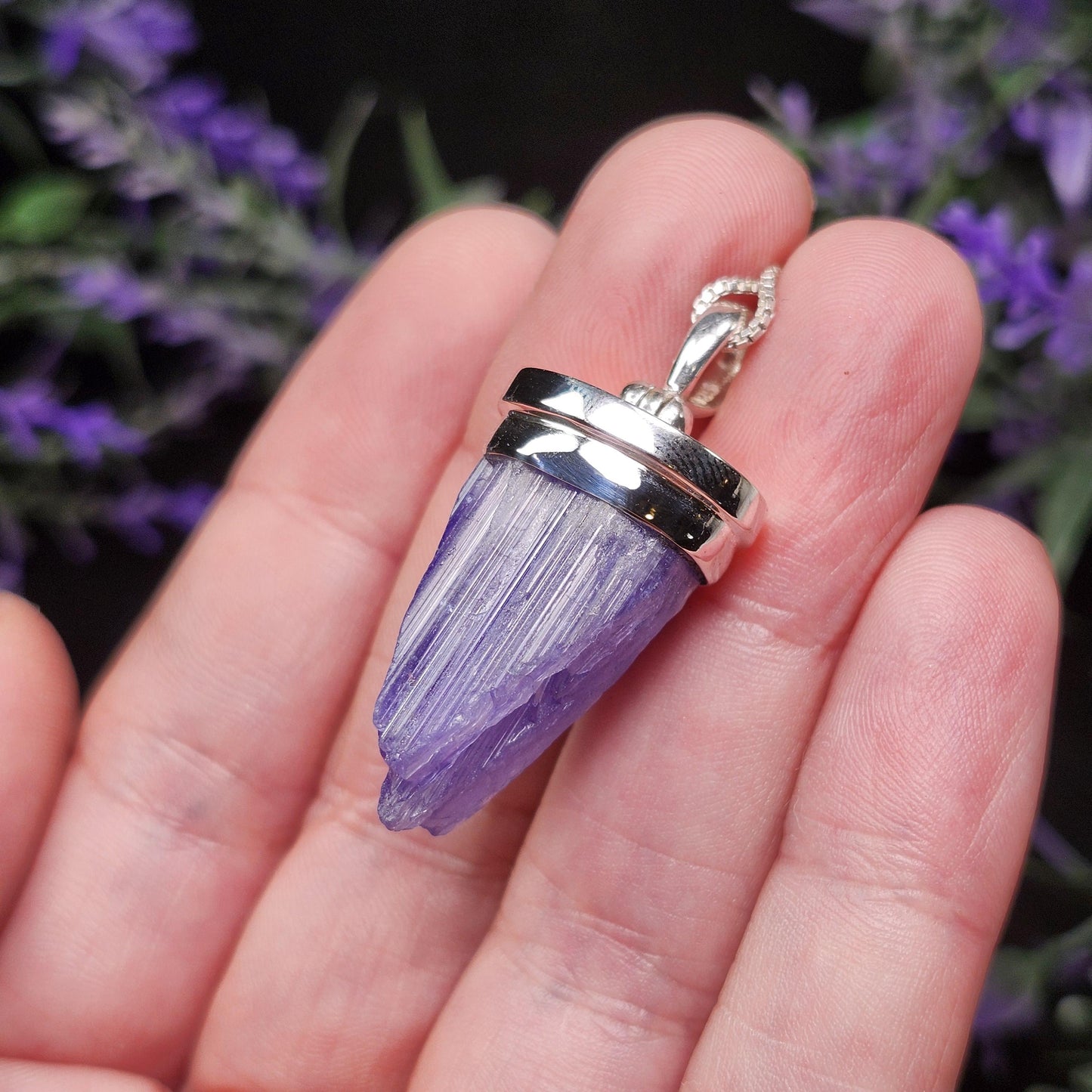 Raw Tanzanite Sterling Silver Pendant: Indigo Crystal Gemstone