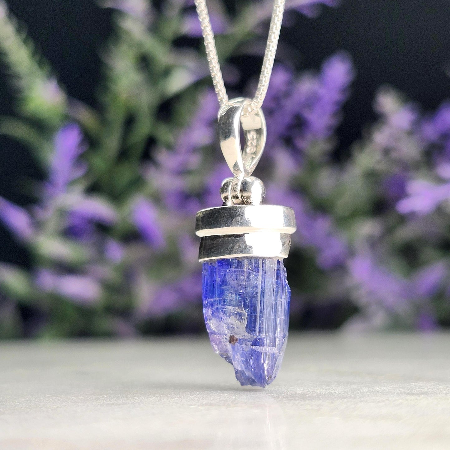 Raw Tanzanite Sterling Silver Pendant: Indigo Crystal Gemstone