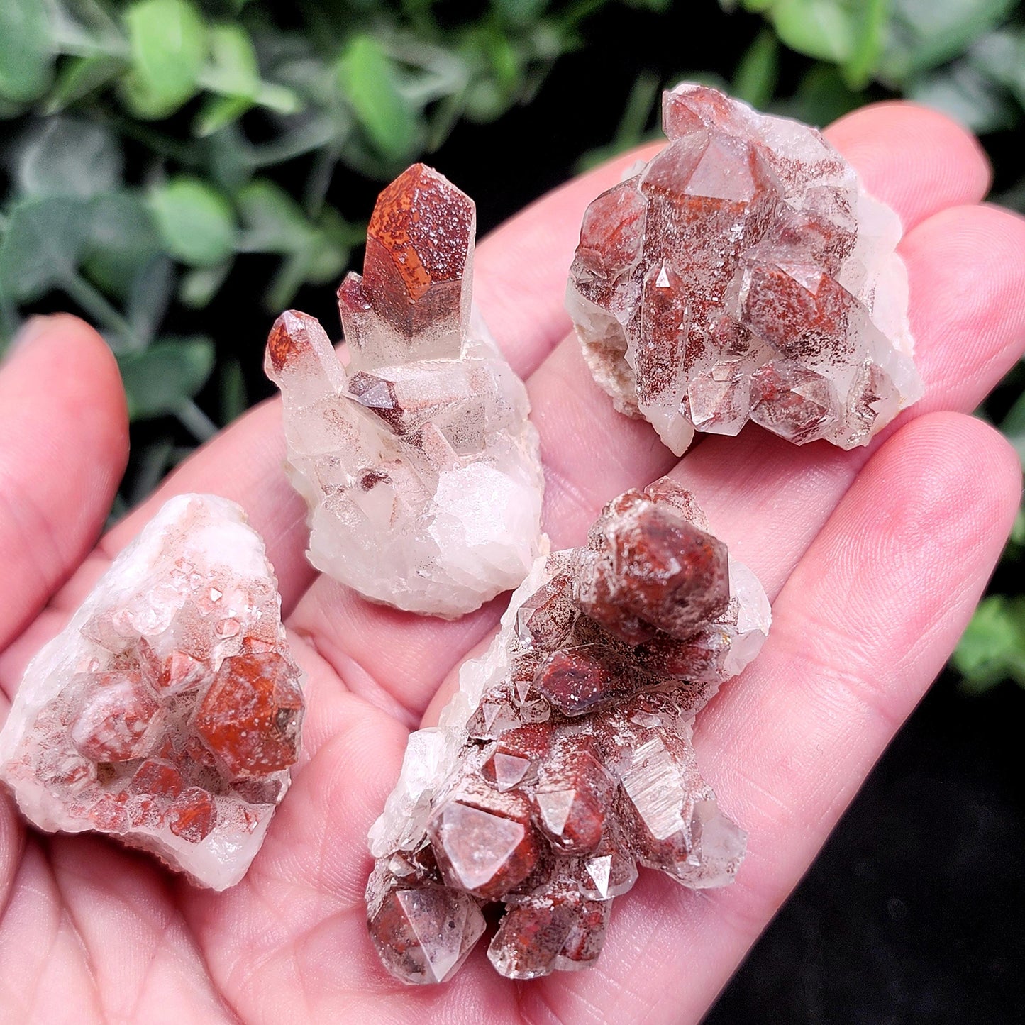 Orange River Phantom Quartz Crystal Cluster: Hematite Inclusions