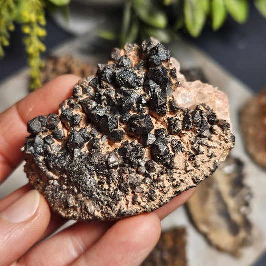 Black Hematite Quartz Cluster: Madagascar Black Quartz Crystals