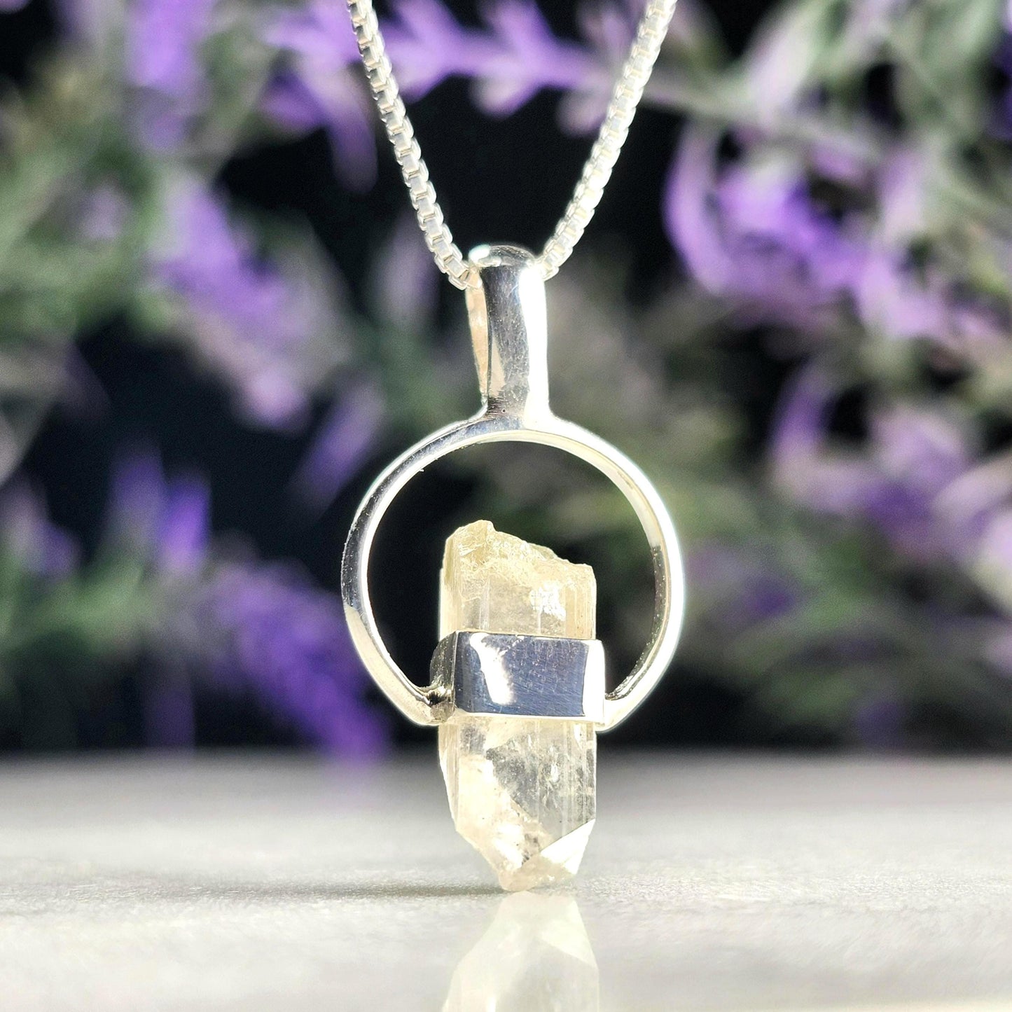 Siberian Danburite Sterling Silver Pendant: Rare Crystal Jewelry