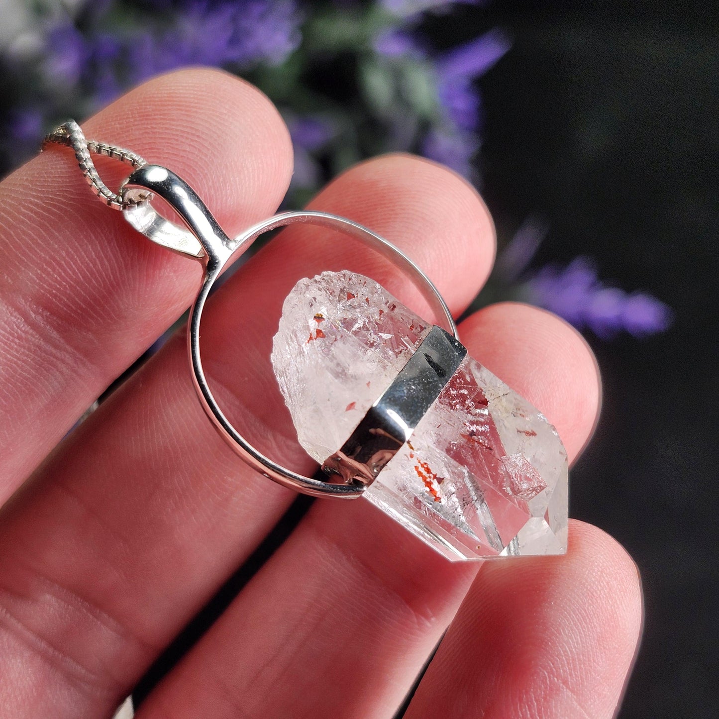 Harlequin Brandberg Quartz Sterling Silver Pendant