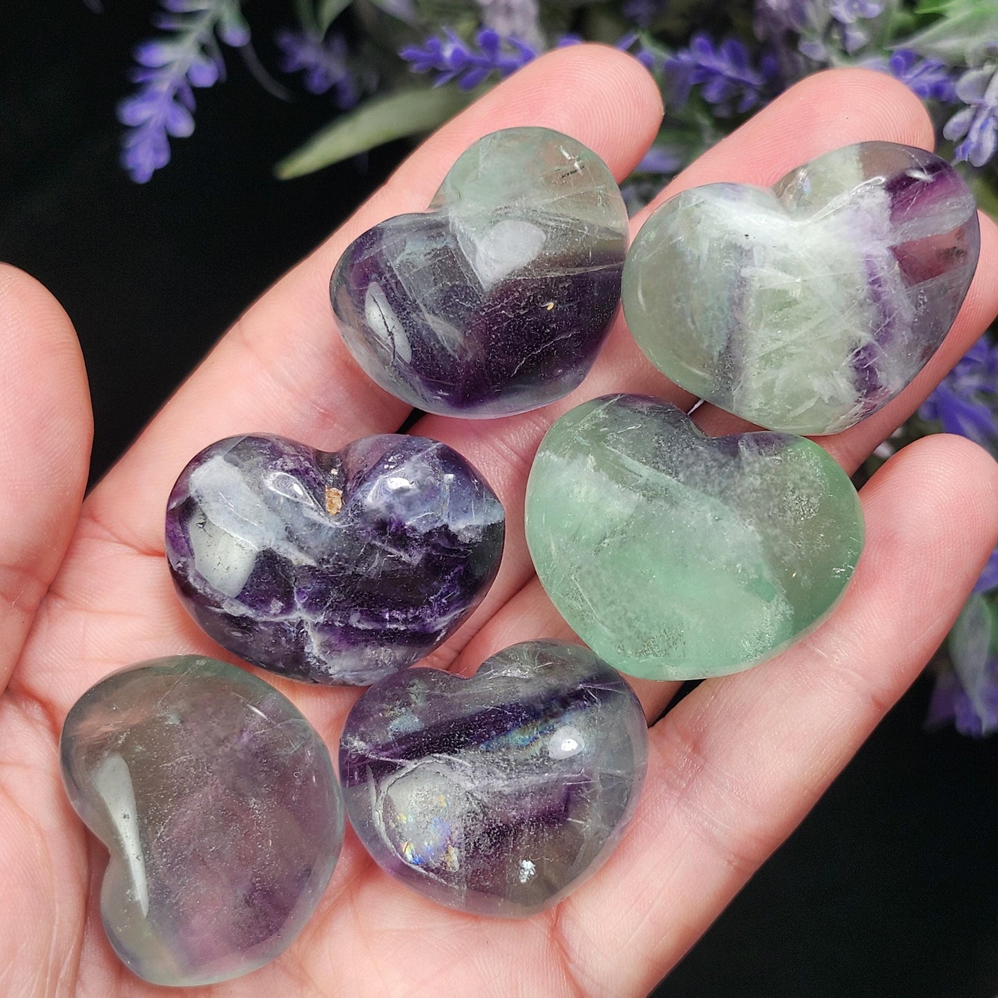 Rainbow Fluorite Heart