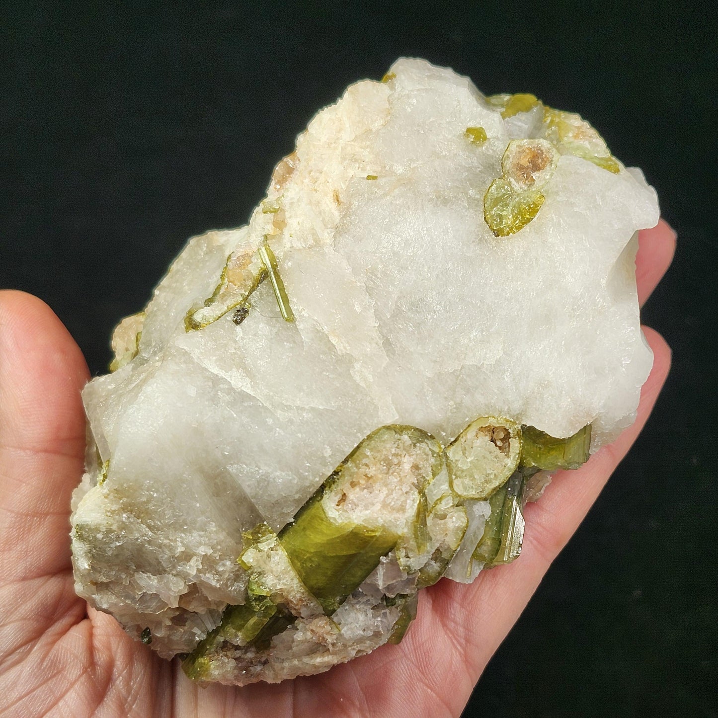HUGE Watermelon Tourmaline & Quartz Crystal