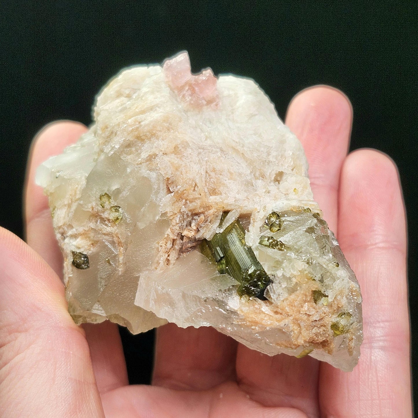 Watermelon Tourmaline & Quartz Crystal 158g