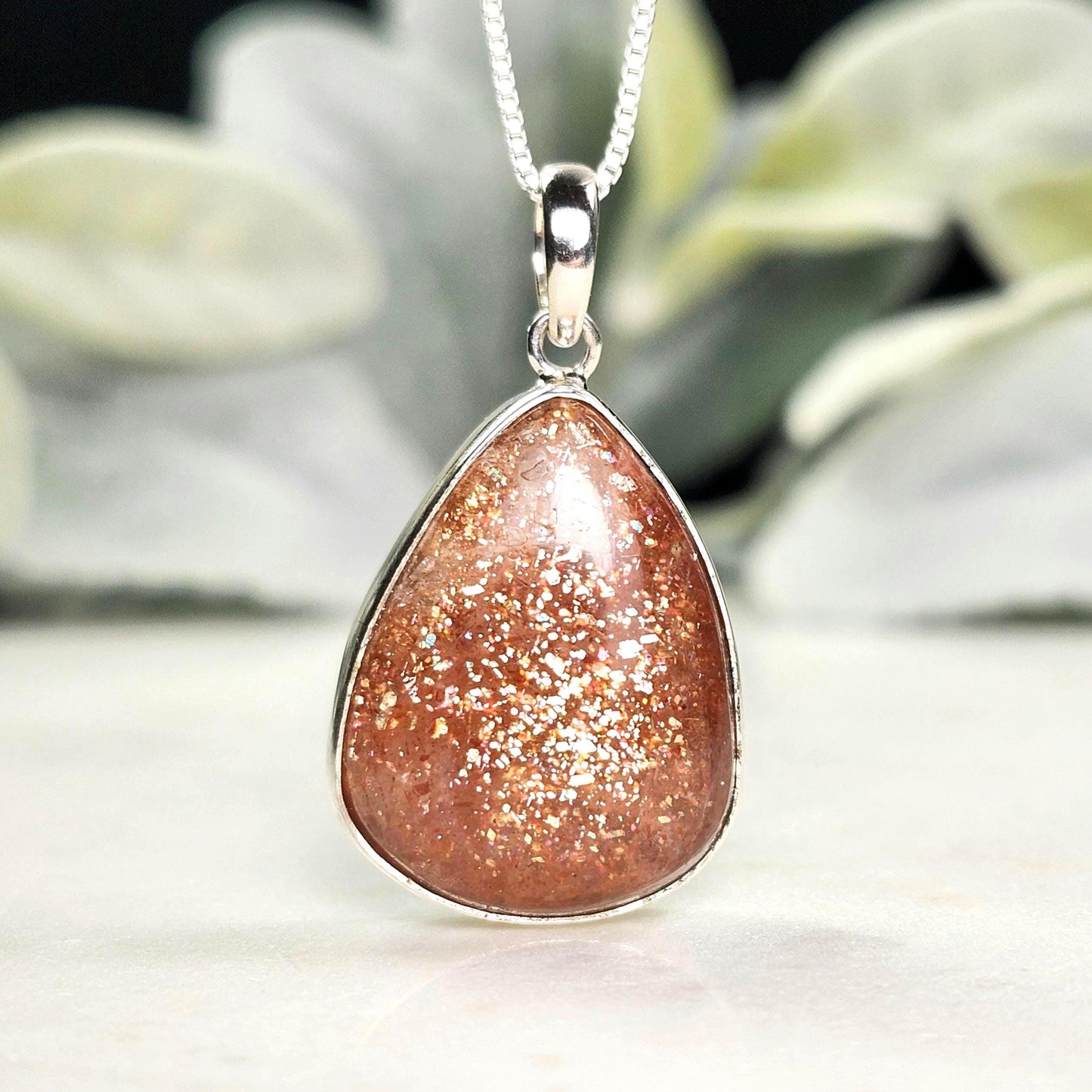 Rainbow Sunstone Pendant, Sterling Silver Sunstone Necklace