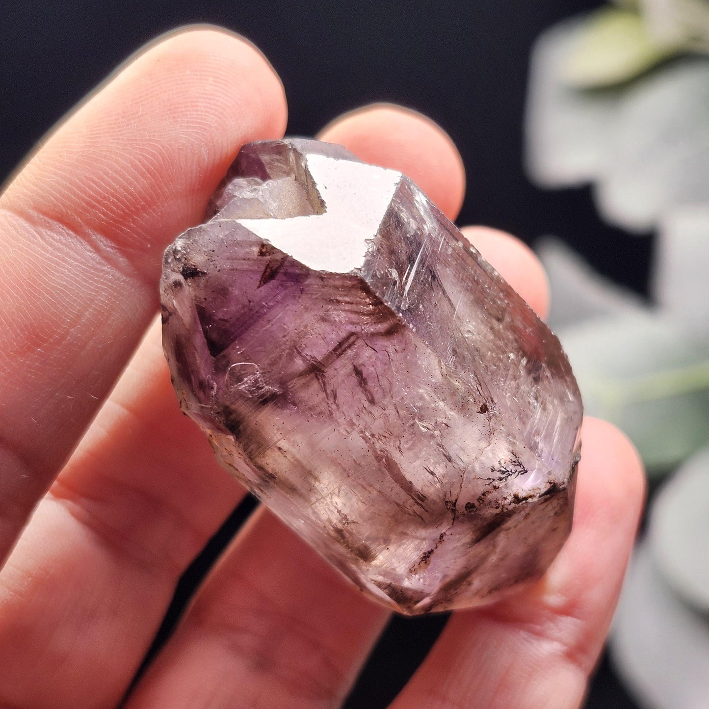 Enhydro Shangaan Amethyst Crystal 43.89g, MOVING Enhydro Quartz Crystal from Zimbabwe