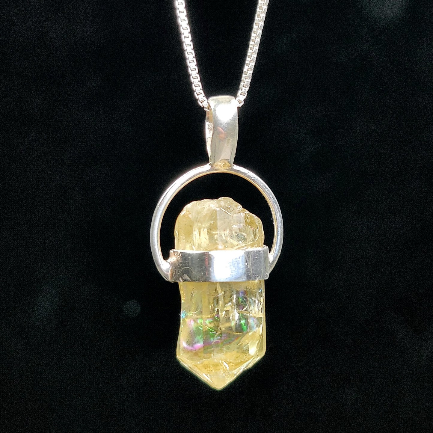 Golden Apatite Pendant, Sterling Silver