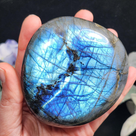 LARGE Labradorite Palm Stone 402g, Polished Labradorite Specimen, High Quality Labradorite Crystal