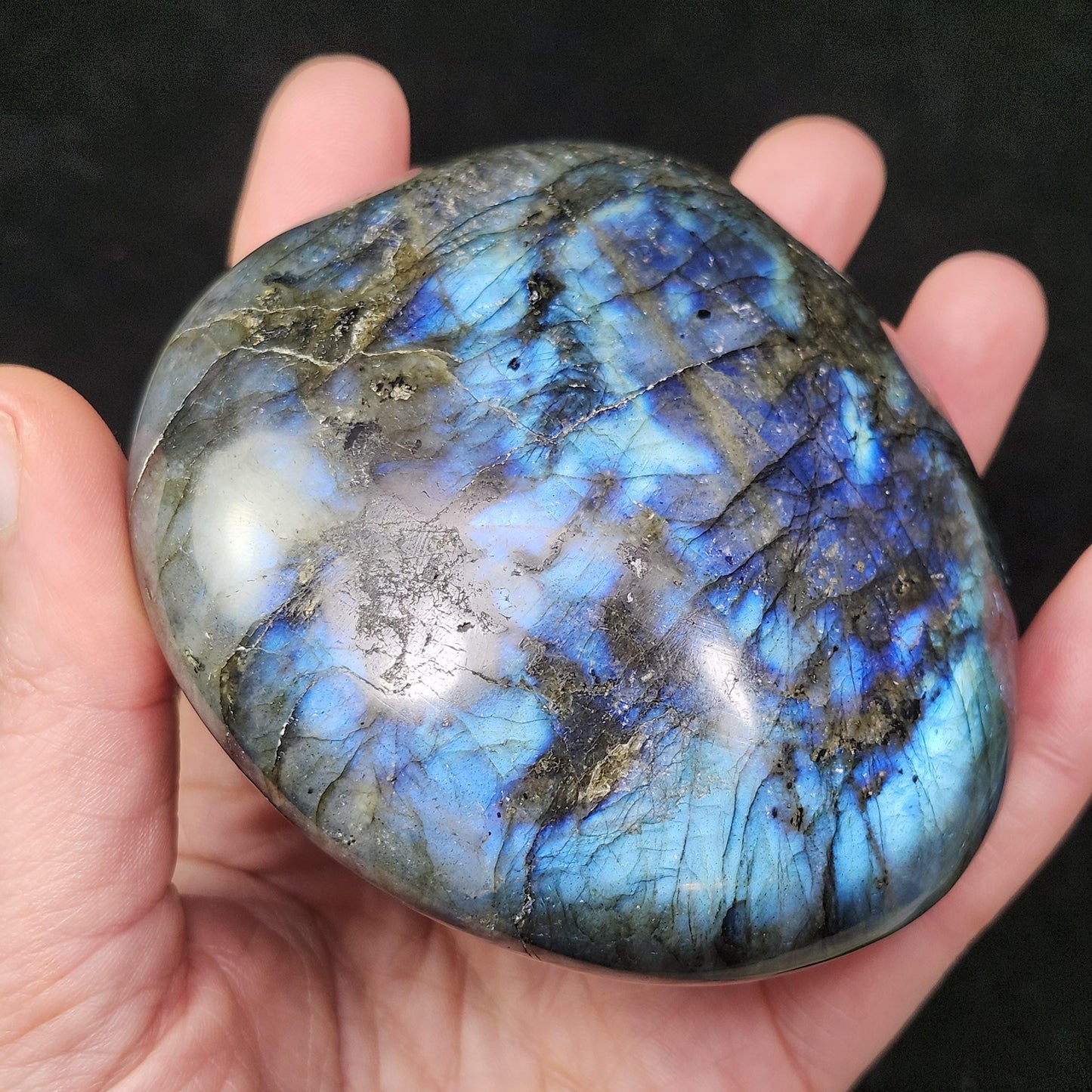 LARGE Labradorite Palm Stone 402g, Polished Labradorite Specimen, High Quality Labradorite Crystal