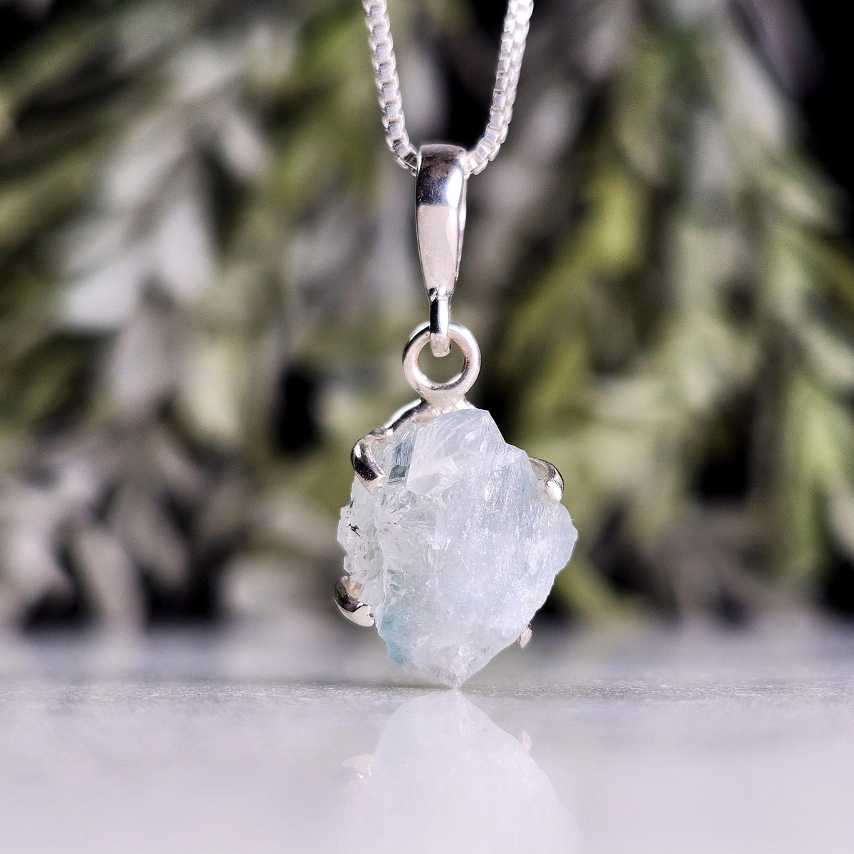 Blue Euclase Pendant, Sterling Silver Brazilian Euclase Crystal Necklace, Rare Jewelry