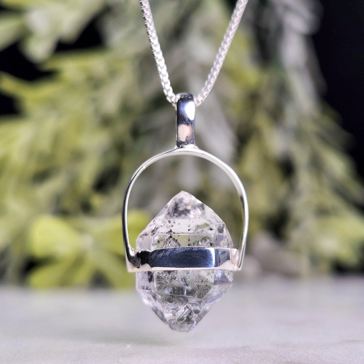 Herkimer Diamond Pendant, Sterling Silver Herkimer Diamond Necklace