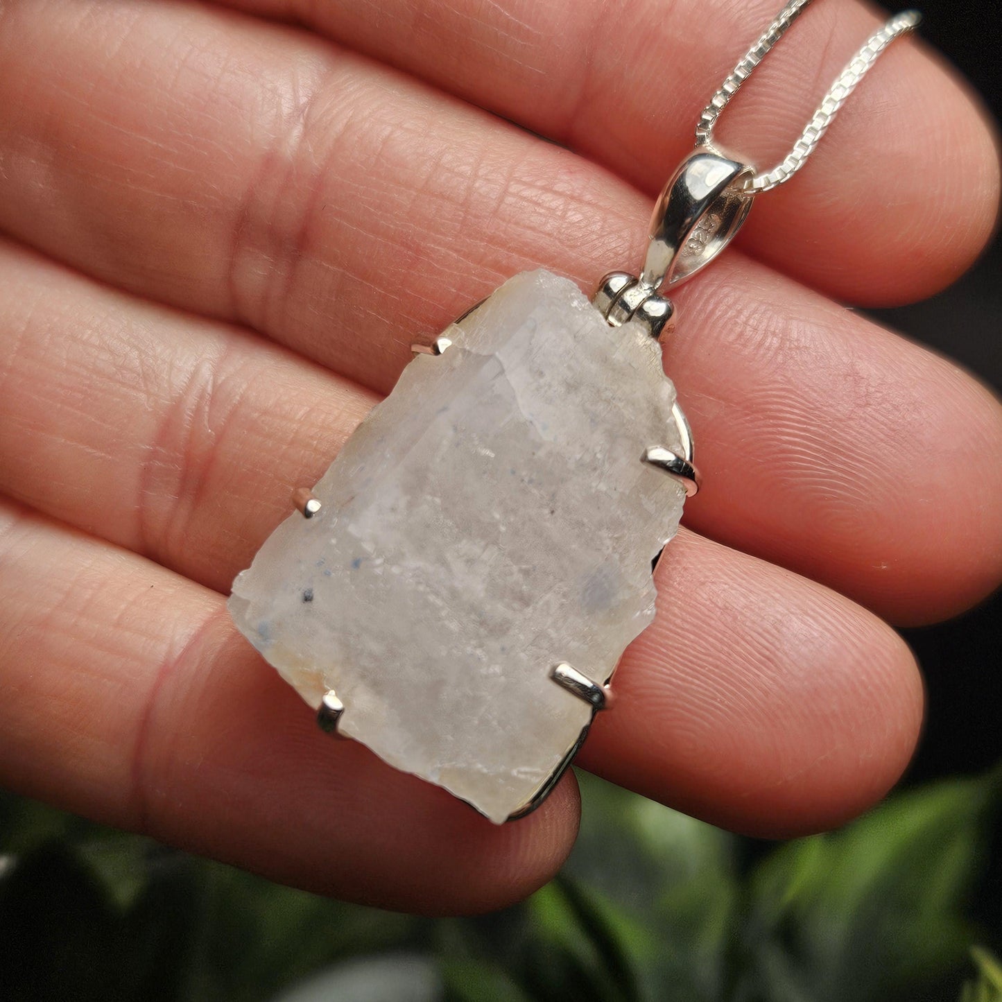 Papagoite in Quartz Crystal Pendant, Papagoite Sterling Silver Necklace