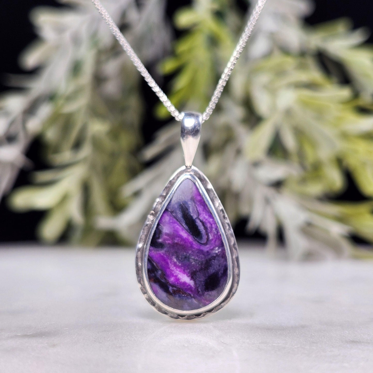 Sugilite Pendant, Sterling Silver Sugilite Necklace, Sugilite Jewelry