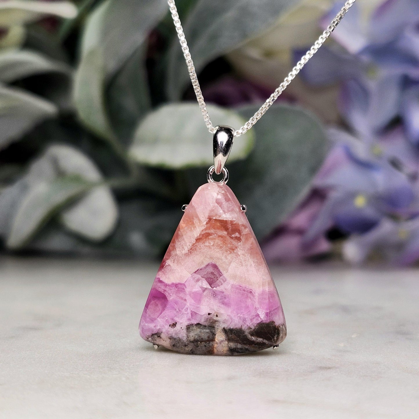 Cobaltoan Calcite Pendant, Sterling Silver Pink Cobalto Calcite Jewelry