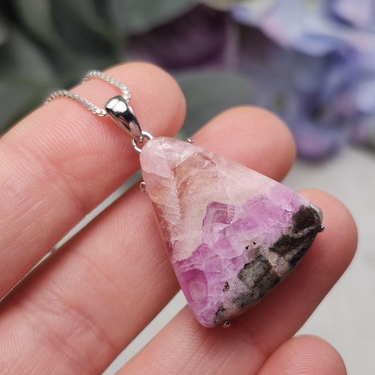 Cobaltoan Calcite Pendant, Sterling Silver Pink Cobalto Calcite Jewelry