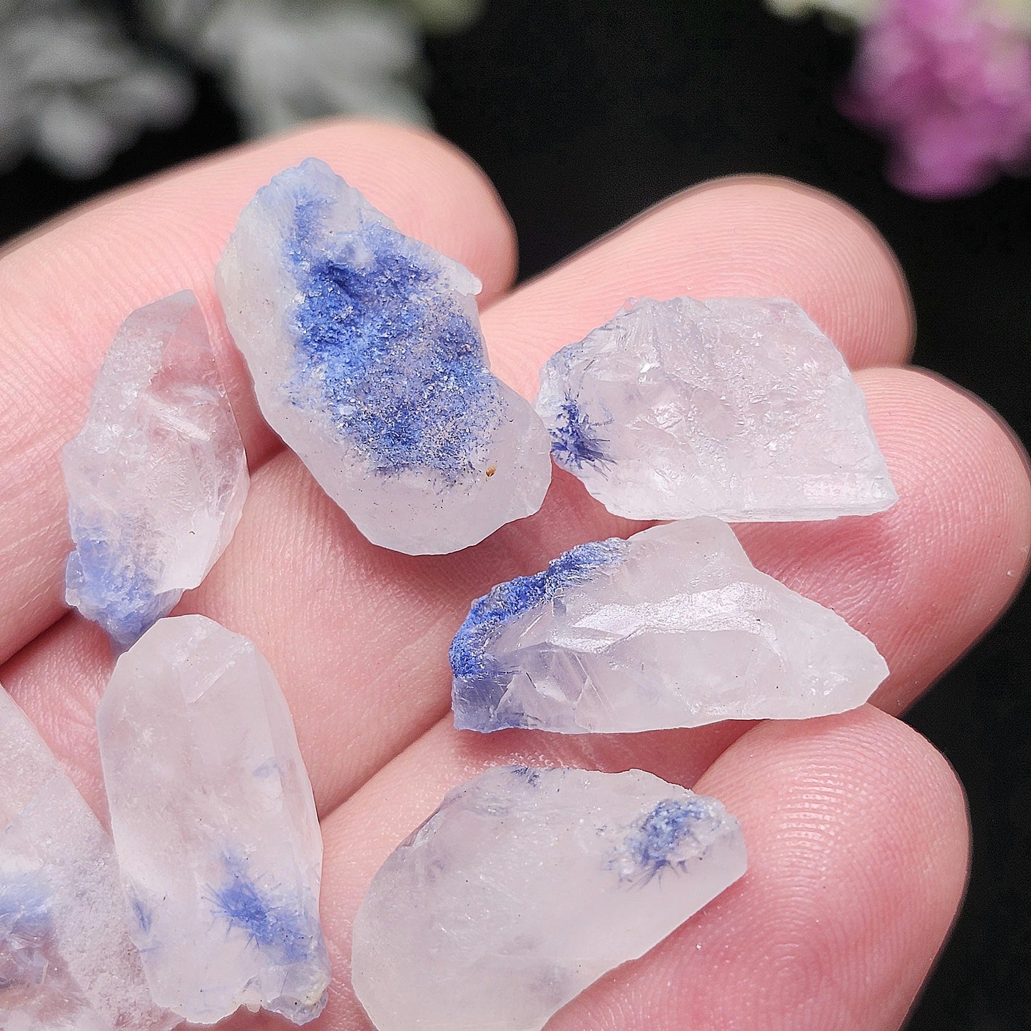 Terminated Fibrous Dumortierite Crystal, Dumortierite in Clear Quartz