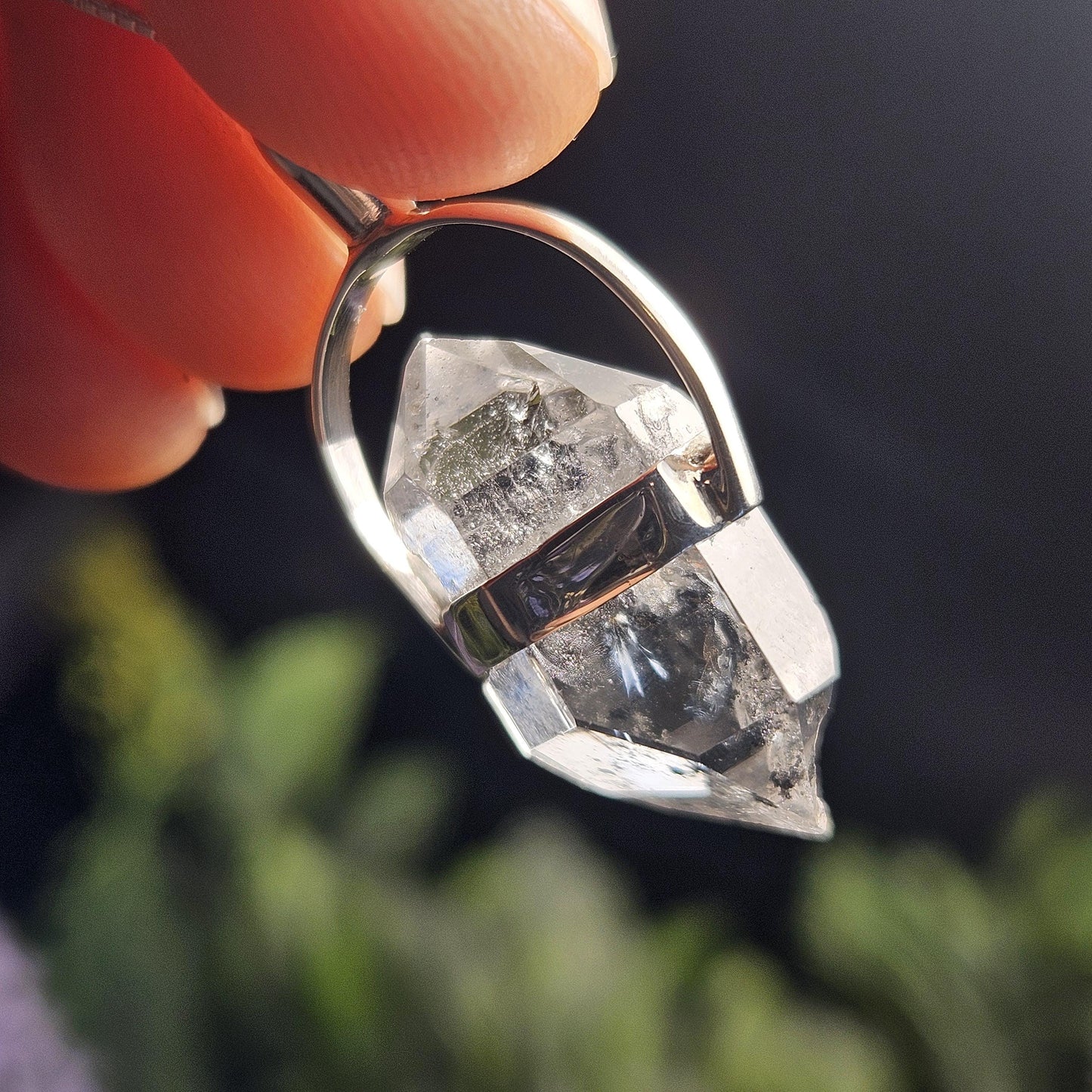 Herkimer Diamond Pendant, Sterling Silver Herkimer Diamond Necklace